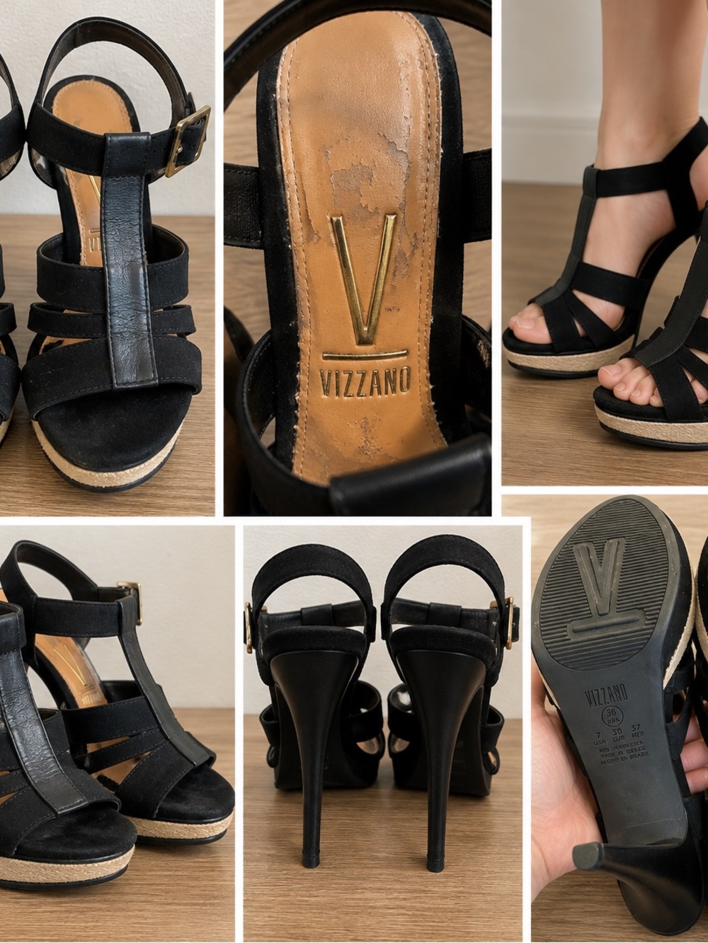 Vizzano Black Strappy Platform Stiletto Heels Sandals